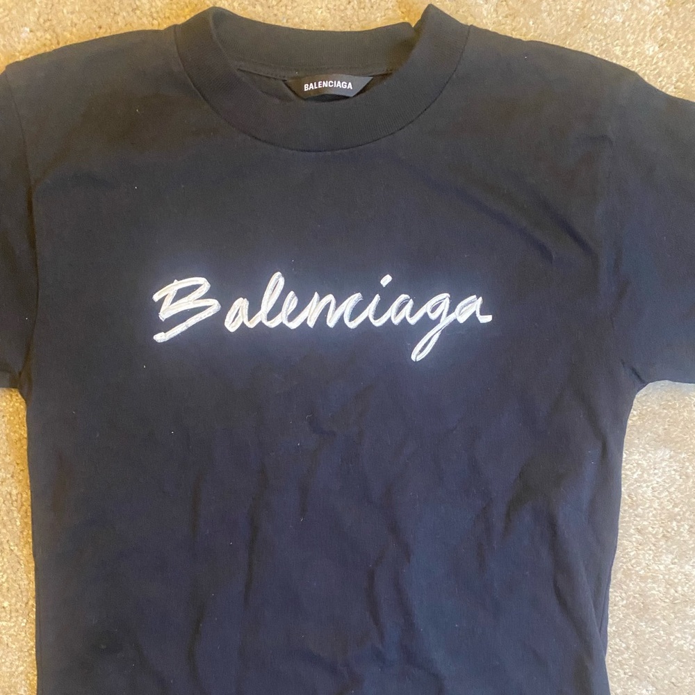 Black balenciaga  kids shirt